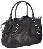 Mexx Rings & Pleats Shopper 3FRE1727, Damen Umh�ngetaschen, Schwarz (BLACK 1), 41x23x14 cm (B x H x T)
