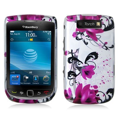 Crystal Hard Faceplate Cover Case With Silver and Red Flower Design for Blackberry 9800 Torch Crystal Hard Faceplate Cover Case With Silver and Red Flower Design for Blackberry 9800 Torch