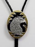 Eagle Head Black/Gold Enamel Bolo Tie