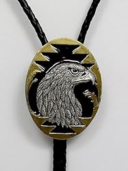 Eagle Head Black/Gold Enamel Bolo Tie