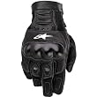 Alpinestars Alloy Men's Leather Street Motorcycle Gloves w/ Free B&F Heart Sticker Bundle - Black