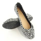 Womens Zebra Print Rhinestone Ballet Flats
