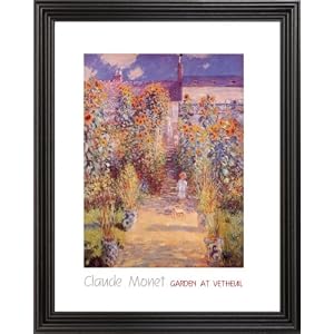 Claude Monet Paris Flower Garden Kids Landscape Picture Black Framed Art Print