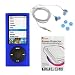 GTMax Dark Blue Durable Rubberized Snap on Crystal Cover Case + Blue Soft Gel 3.5mm Stereo Headset + LCD Screen Protector for Apple iPod Nano 16GB 8GB 5G 5th Generation