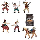 Papo Deluxe Corsair Pirate Crew: Corsair Captain, Pirate Horse, Corair With Axe, Corsair With Musket, Corsair With Gun, Corsair With Sabers, and Pirate Treasure Chest