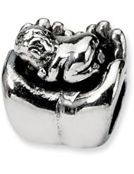 Sterling Silver Reflection Beads Collection Baby in Hands Bead Charm 4mm Hole (fits 3mm European Style Charm Bracelets)