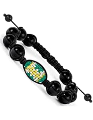 Swarovski Elements Green Bay Spirit Football & Onyx Macrame Bracelet