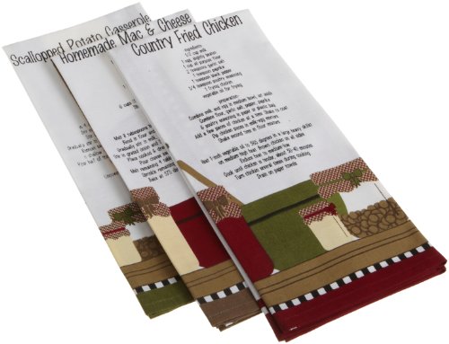 DII Heritage Homestyle Country Printed Recipes Dishtowel, Set of 3