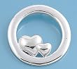 Sterling Silver Pendant - Hearts In A Ring - 30mm Height (1.1 inch)