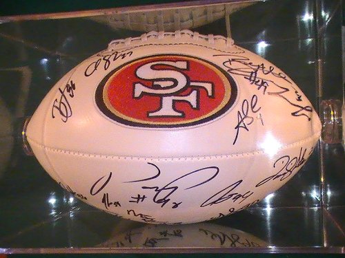 2011 San Francisco 49ers Team Signed Autographed Full Size Football Alex Smith,frank Gore Coa + Hologram w/ Football Holder