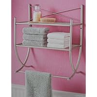 Brushed Nickel 2-Tier Wall Shelf with Towel Bar
