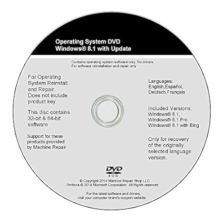 Windows 8 8.1 32 Bit 64 Bit System Restore Full Install Recovery Reinstall Home Pro Repair Disc