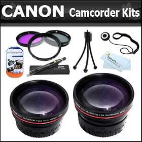 Canon VIXIA HF S20 Dual Flash Memory Camcorder Essentials Kit Includes + 2x Digital Telephoto HD Lens + .45x Wide Angle Macro HD Lens + 3pc Multi-Coated Filter Kit (UV-CPL-FLD) + Lens Pen Kit + Screen Proectors + Mini Flexible Tripod+ More