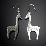 Boucles d'oreilles Fantaisie Nacre Argent Bijoux Femme Fille Noel Afrique GIRAFE