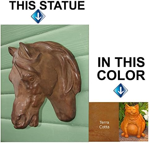 HORSE HEAD CEMENT STATUE Wall Mount COLT PONY 13" CHESTNUT ORANGE STAIN Outdoor GARDEN Indoor WALL PLAQUE Home Decor MADE IN USA