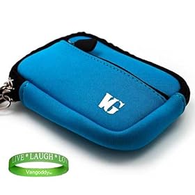 Durable and Elegant Neoprene Digital Camera Sleeve Case for your Canon Powershot ELPH110 HS in Sky Blue , interior lined with double padding preventing damages + Green Vangoddy Bracelet!!!