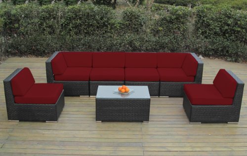 Buy Ohana Collection Pn0703asr Sunbrella Outdoor Patio Wicker Furniture 7 Piece Couch Set With Free Furniture Set Sale