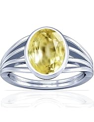 Platinum Oval Cut Yellow Sapphire Womens Astrological Ring