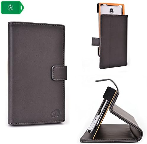 CHARCOAL GREY | SMARTPHONE HOLDER WITH FOLDING COVER STAND AND CAMERA ACCESS UNIVERSAL FIT FOR Alcatel One Touch Fierce