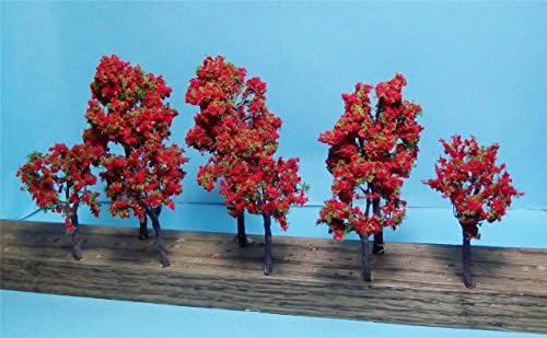 2 Sizes 3 1/2" &amp; 2 3/4" Tall-8 Pcs ^^ ^ Multi Scale Use-Nice Quality Red Fall Trees
