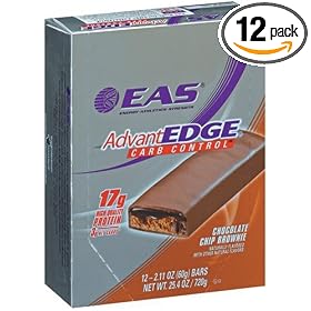EAS AdvantEdge Carb Control Nutrition Bar, Chocolate Chip Brownie (12 Bars)
