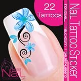 #5: Nail Tattoo Sticker Blüte / Ornament – türkis / schwarz