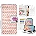 STENES Bling Wallet Case Compatible with iPhone 7 / iPhone 8, 3D Handmade Pearl Lattice Sexy Lips Design Leather Case with Wrist Strap & Screen Protector [2 Pack] - Pink