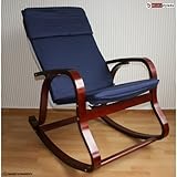 Schaukelstuhl Schwingsessel Sessel Relaxstuhl blau dunkelbraun