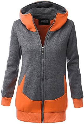 SJSP Womens Long Length Zip Up Fleece Thermal Hoodie Jacket