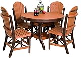 Poly Lumber Patio Furniture Set Including 1 Round Table (48") and 4 Chairs in Gray & Black - Amish Made in USA