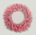 24" Pre-Lit Pretty In Pink Artificial Christmas Wreath - Pink Lights