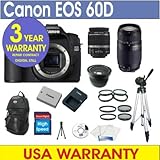 Canon EOS 60D Digital Camera + 48GB Memory + 7 Lens Deluxe Camera Kit