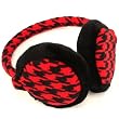 Winter Houndstooth Ski Fuzzy Earmuff Adjustable Red with Black