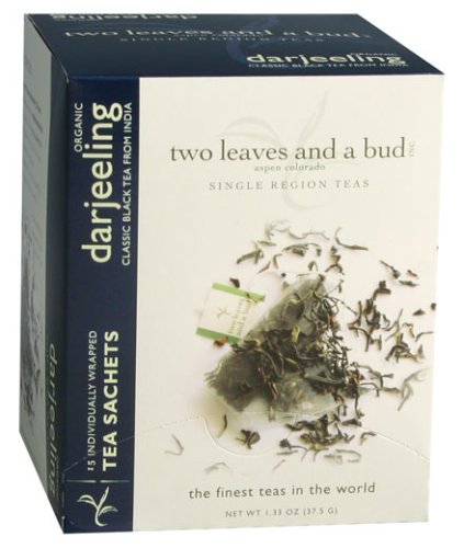 Two Leaves and a Bud Organic Darjeeling Tea, Tea Bags, 15-Count Boxes (Pack of 6) by Two Leaves and a Bud