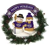 20" NFL Baltimore Ravens Snowman Couple Christmas Berries and Pine Cones Wreath