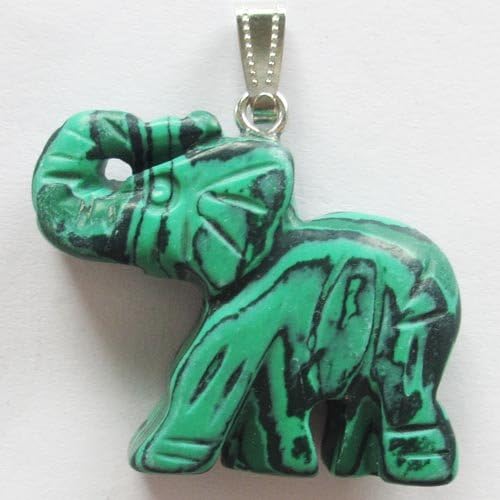 Beautiful Carved Malachite Elephant Pendant Bead