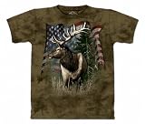 The Mountain Elk Flag Patriotic Adult Tee T-shirt