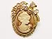 Old Gold Tone Topaz Crystal Rhinestone Cameo Maiden Flower Ribbon Bow Pin Brooch