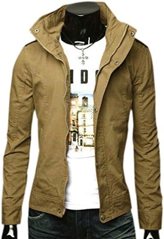 Geval Men's Slim Fit Classic Jackets(Khaki,L)