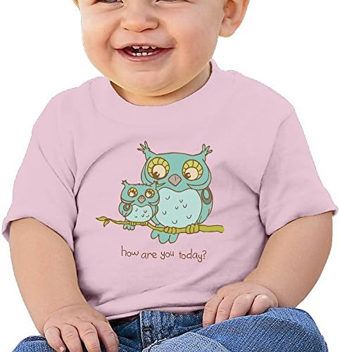 GYWEVD 6-24 Month Unisex Baby Infant The Two Owl Cute Short-sleeve Tee Pink