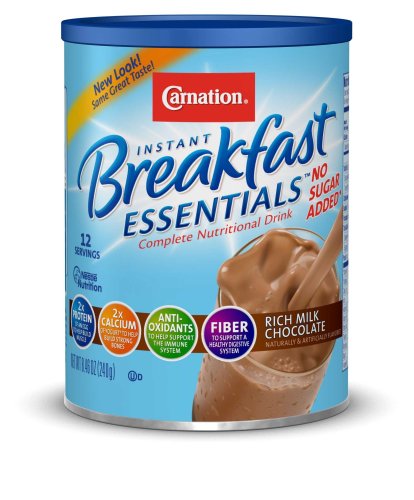 Carnation Instant Breakfast Essentials Drink Mix, Rich Milk Chocolate, No Sugar Added, 8.46-Ounce Canisters (Pack of 3)