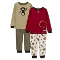 Toddler Boys' Just One Year 4pc Lion/Monkey Cotton PJ Set - Red/Brown