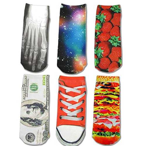 Beautbride Women's Cotton Cartoon Ankle Socks 3D Multi Pattern Printed Pack Set