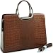 Womens Fine Croco Embossed Leather-like Briefcase/Laptop Bag, Brown