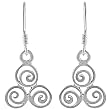 Sterling Silver Three Celtic Swirl Dangle Earrings