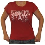 Washington State Cougars Womens Overdyed Chest Seam Red T-Shirt by Step Ahead