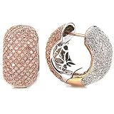 14K White & Rose 3.00ct Diamond Reversible Hoops