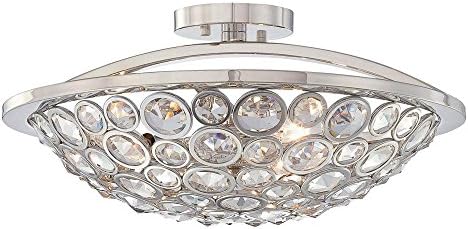 Crystal Bowl Ceiling Light in Polished Nickel Finish - Three-Lights