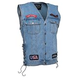 Diamond PlateTM Heavy-Weight Denim Motorcycle Vest with Patches - XXXLarge