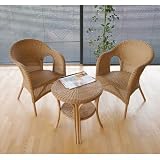Tucson Rattan Bistro Set - 2 Armchairs and Coffee Table